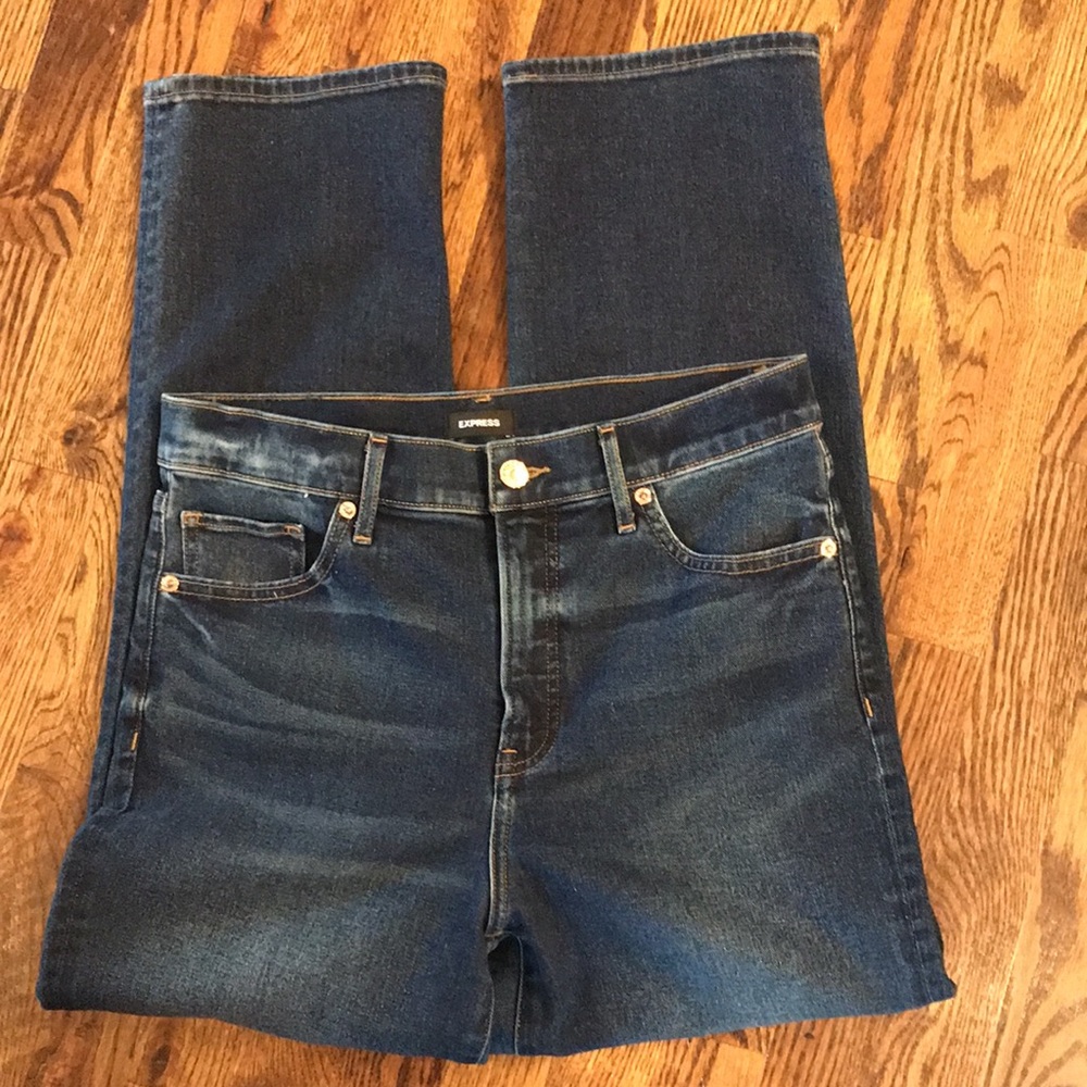 EXPRESS Straight Ankle High Rise Jeans - Picture 4 of 13